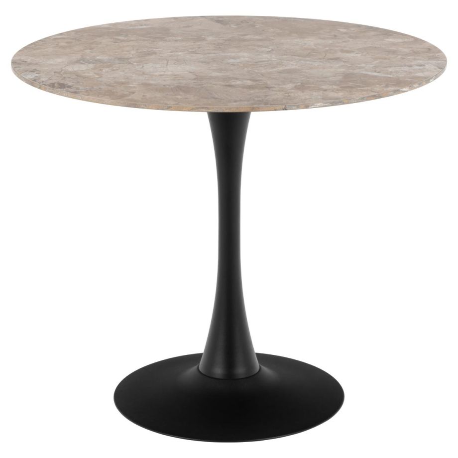 Nøra Michelle ronde eettafel Ø90x75 cm | zwart metaal onderstel | gepolijst keramiek