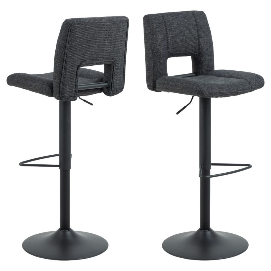 Nøra Chasity verstelbare barstoel | zwart metaal onderstel | stof Basel