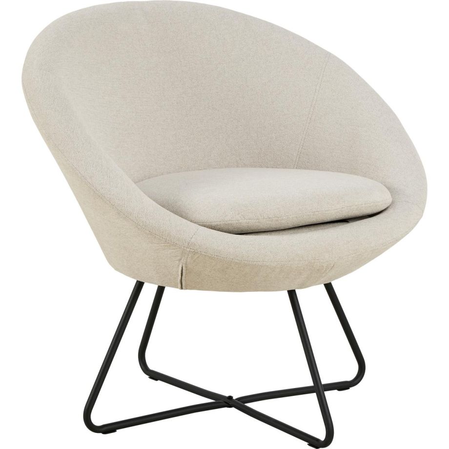 Nøra Melanie fauteuil | zwart metaal onderstel | stof Apia - beige