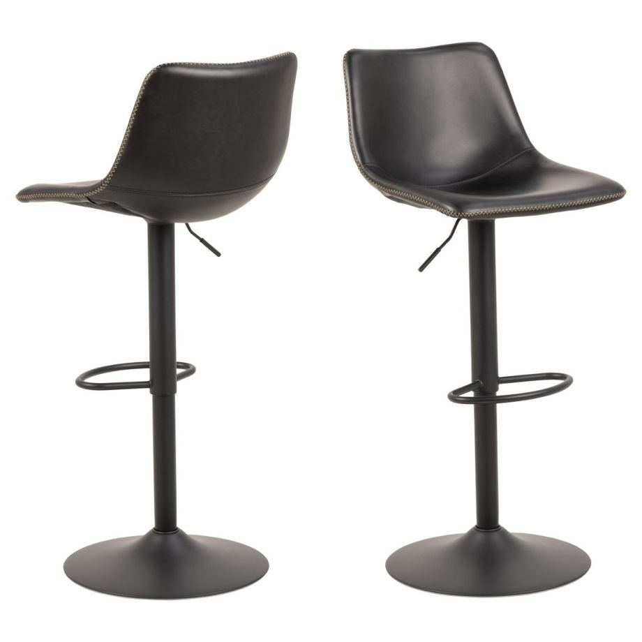 Nøra Carmine verstelbare barstoel | zwart metaal onderstel | stof PU vintage