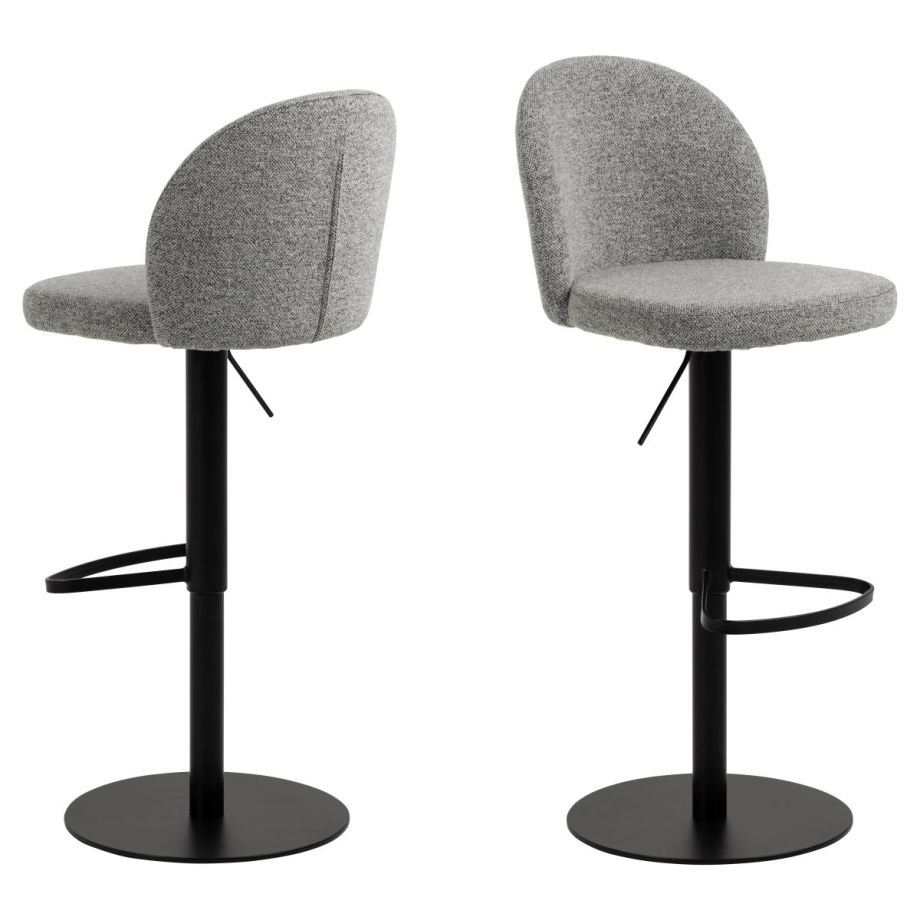 Nøra Deena verstelbare barstoel | zwart metaal onderstel | stof Monza - grijs