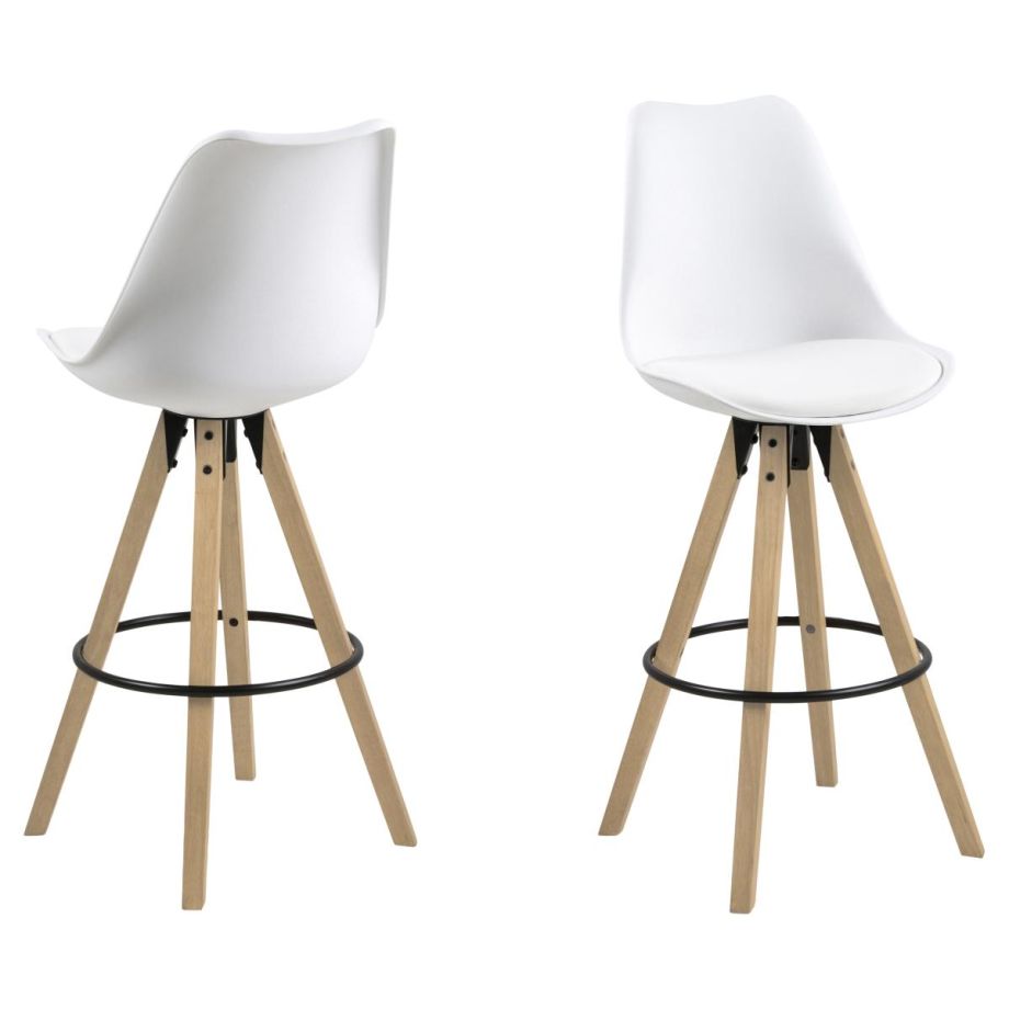 Nøra Adele barstoel | naturel rubberhout onderstel | stof PU