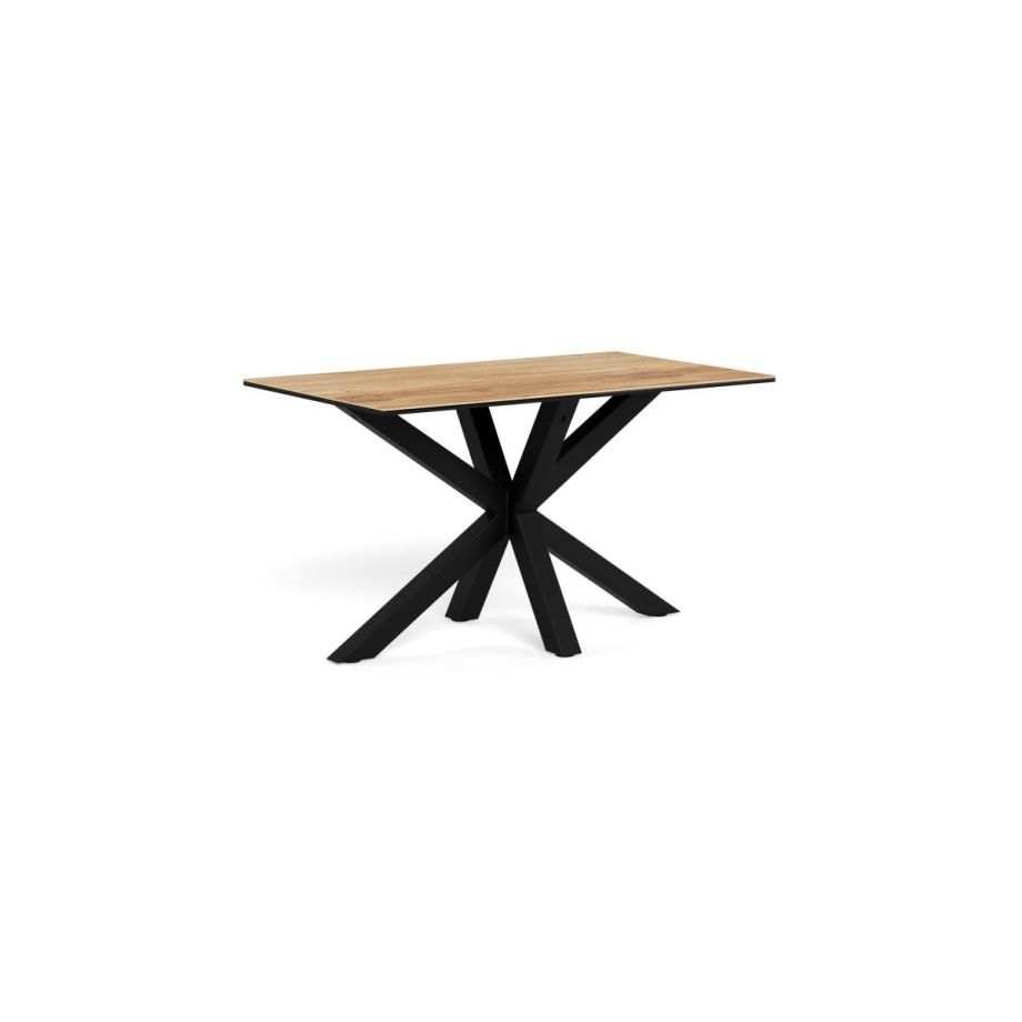 Nøra Donovan rechthoekige eettafel 135x80x75.5 cm | metaal onderstel | keramiek hout - naturel