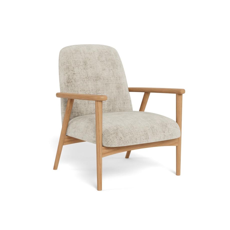 Nøra Torres fauteuil | naturel eikenfineer onderstel | stof Juto - beige