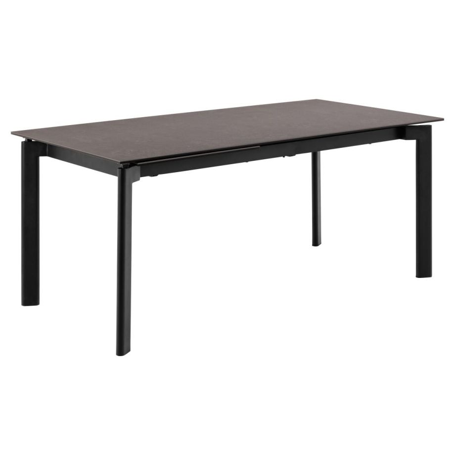 Nøra Leila rechthoekige uitschuiftafel 180/240x90x76 cm | zwart metaal onderstel | ruw keramiek - zwart