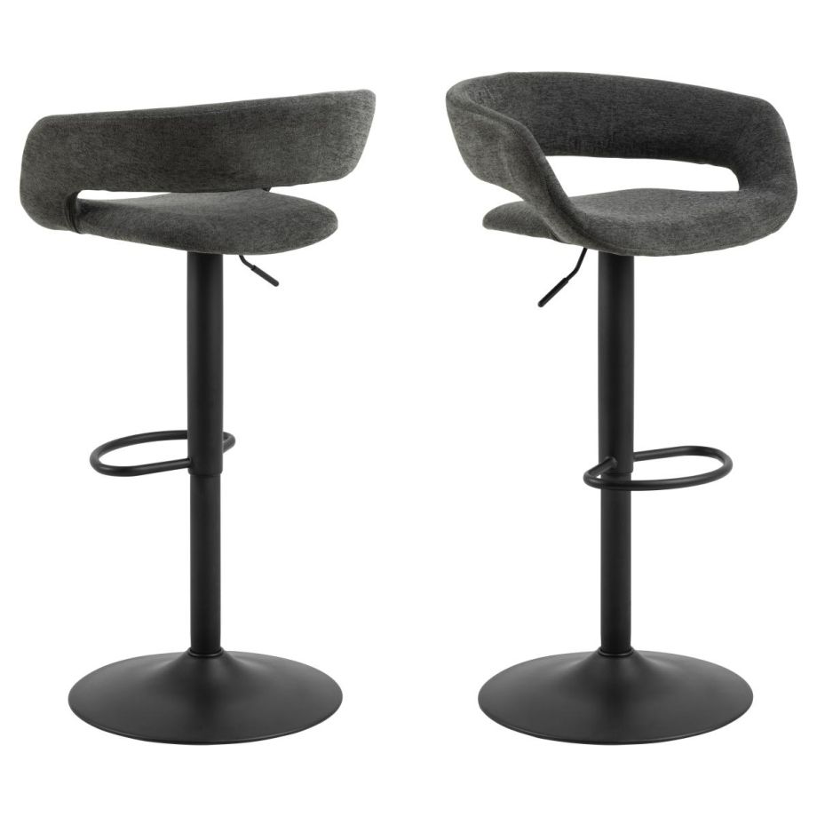 Nøra Cyrus verstelbare barstoel | zwart metaal onderstel | stof Apia