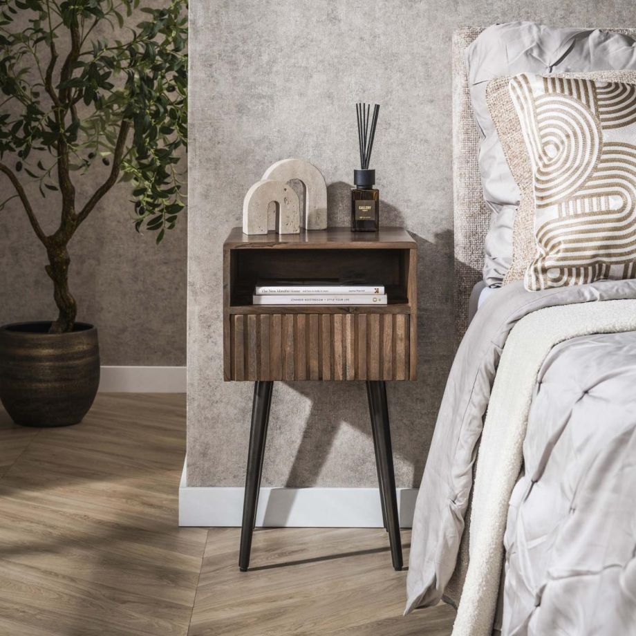 Fraaai Marino nachtkastje - 1 lade en open vak - acaciahout