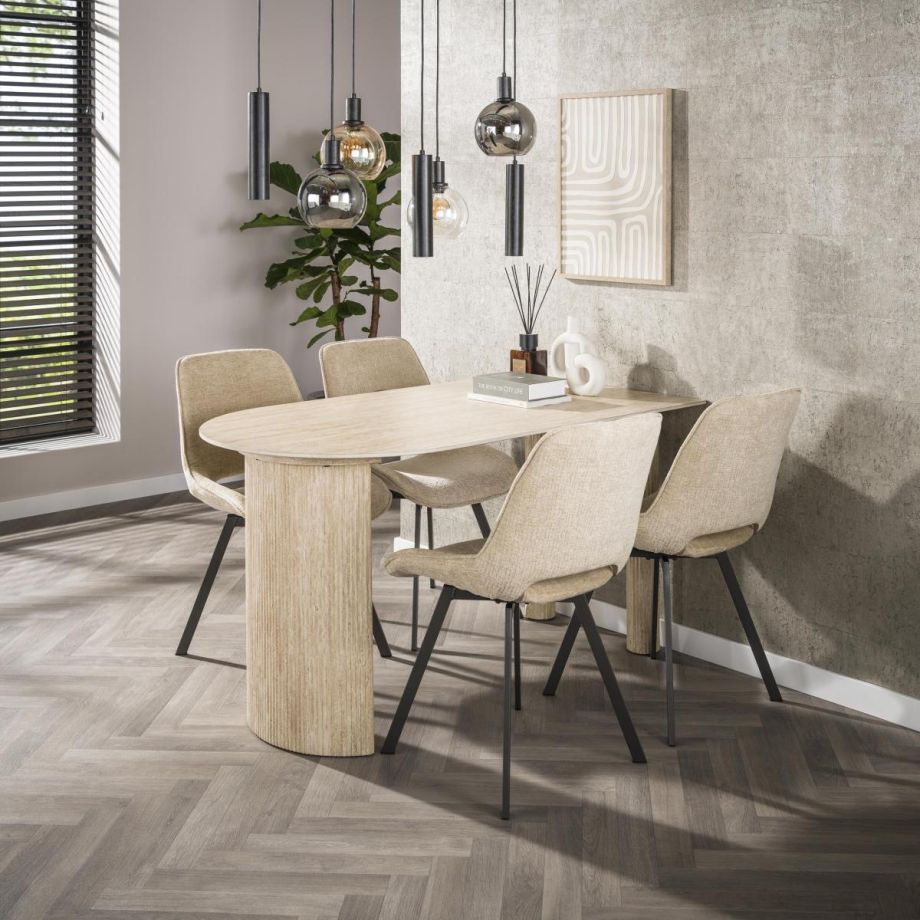 Fraaai Dexter halfronde bartafel - 140 x 80 cm - travertin look