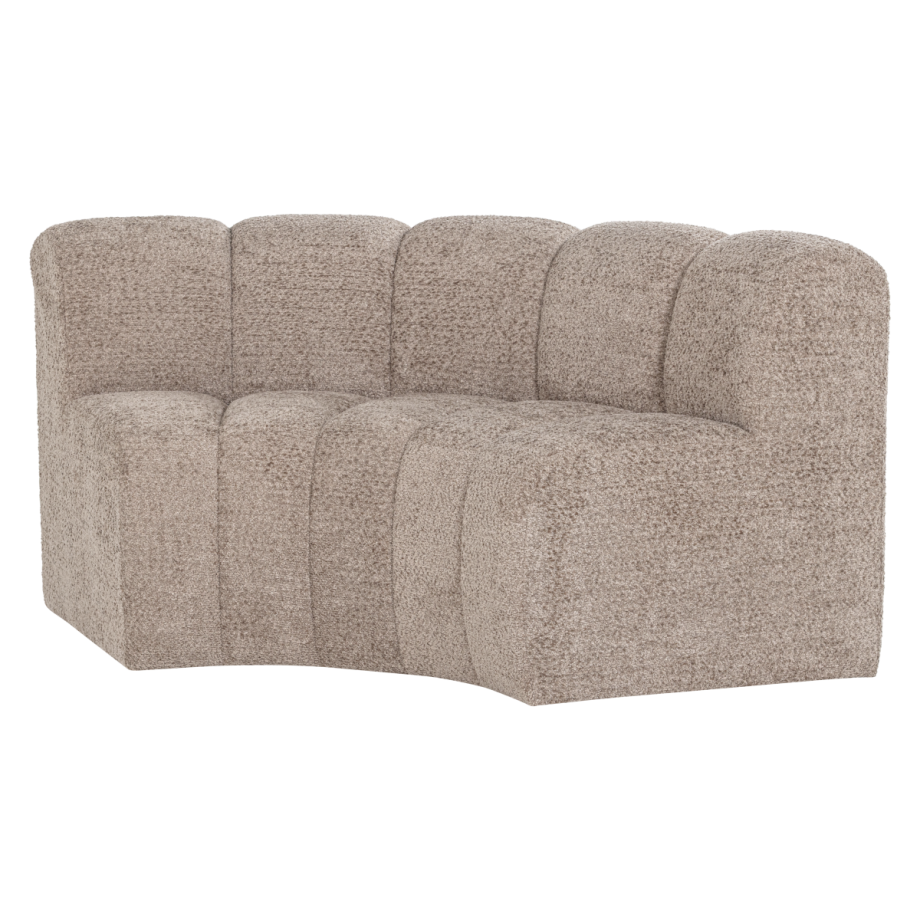 Woood Mojo eetbank halfronde hoek rugleuning wollig