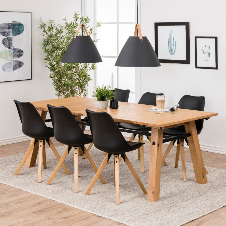 Nøra Sona eetkamerstoel | oak onderstel | PU leer - zwart