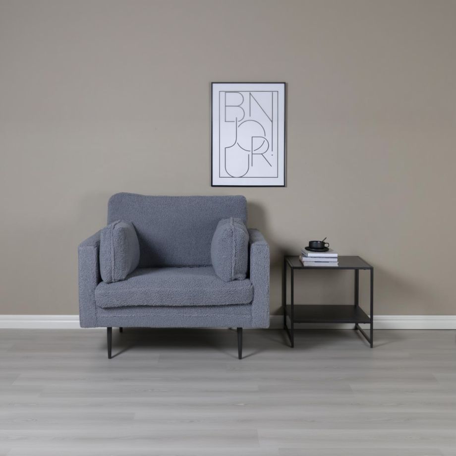 Svea Kiva fauteuil - teddy - donkergrijs