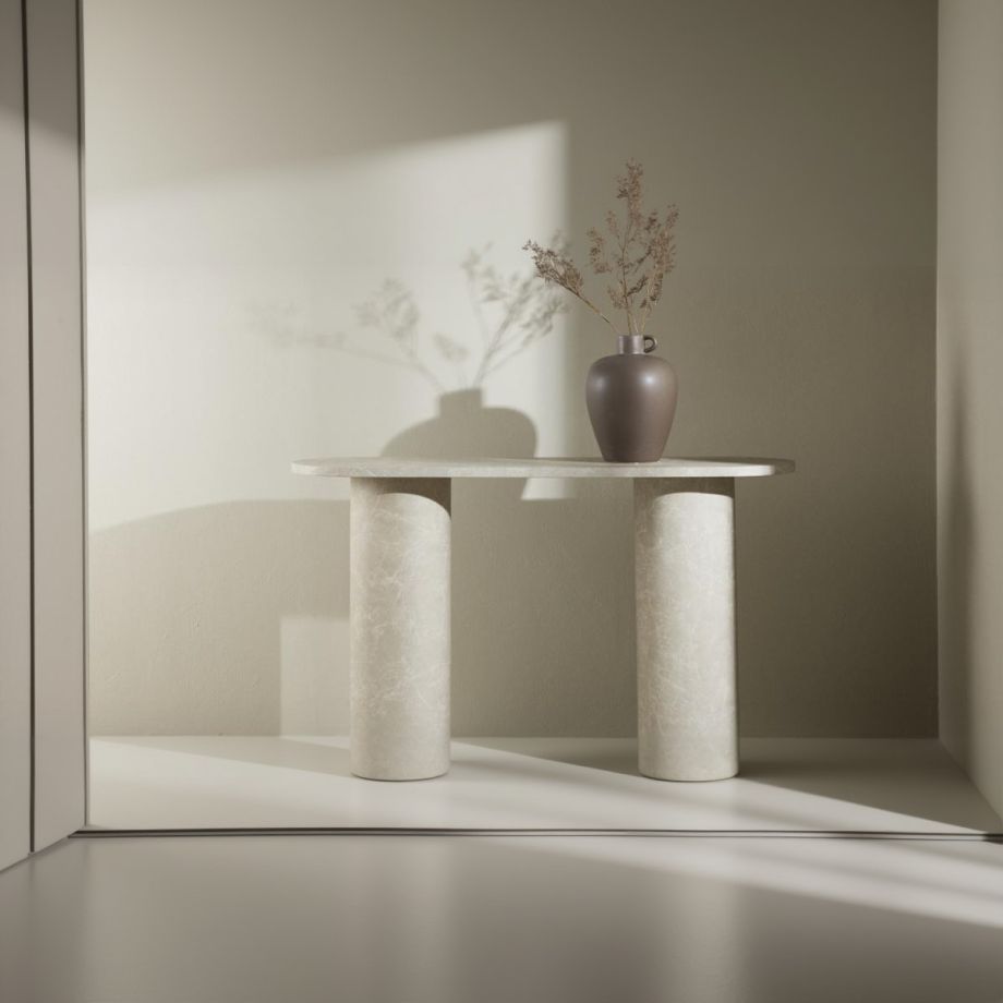 Svea Morel ovale sidetable - 130 cm - marmerlook