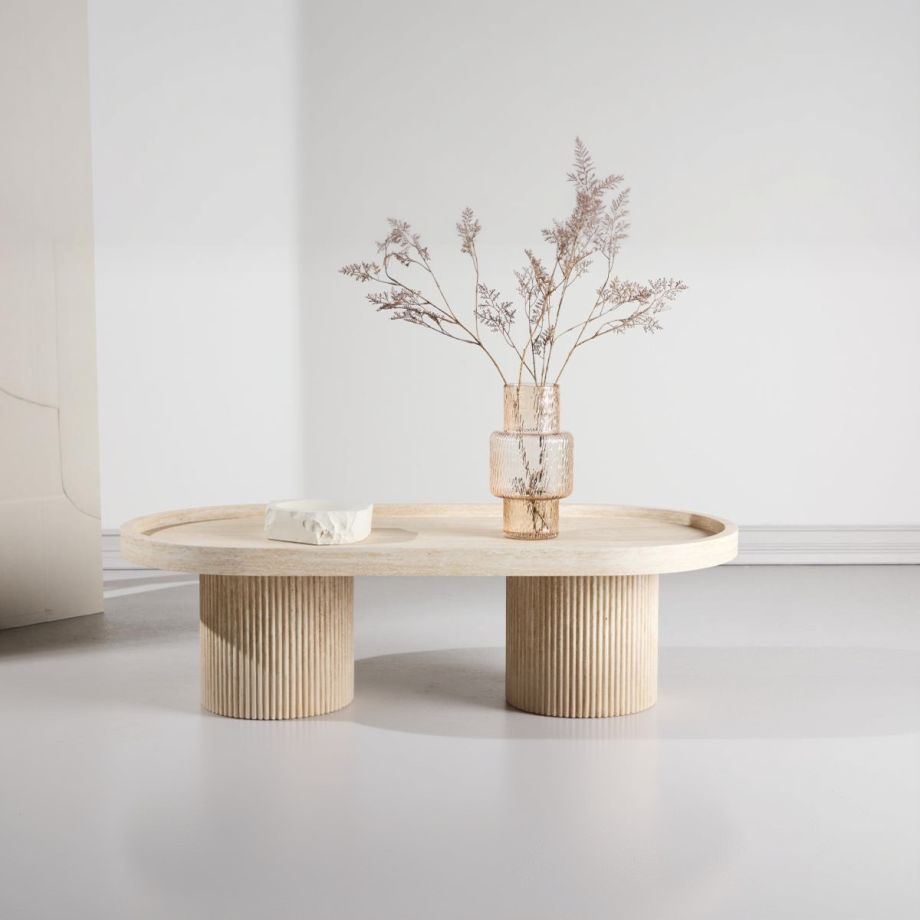 Svea Bjørn ovale salontafel - 120 x 60 cm - travertinlook