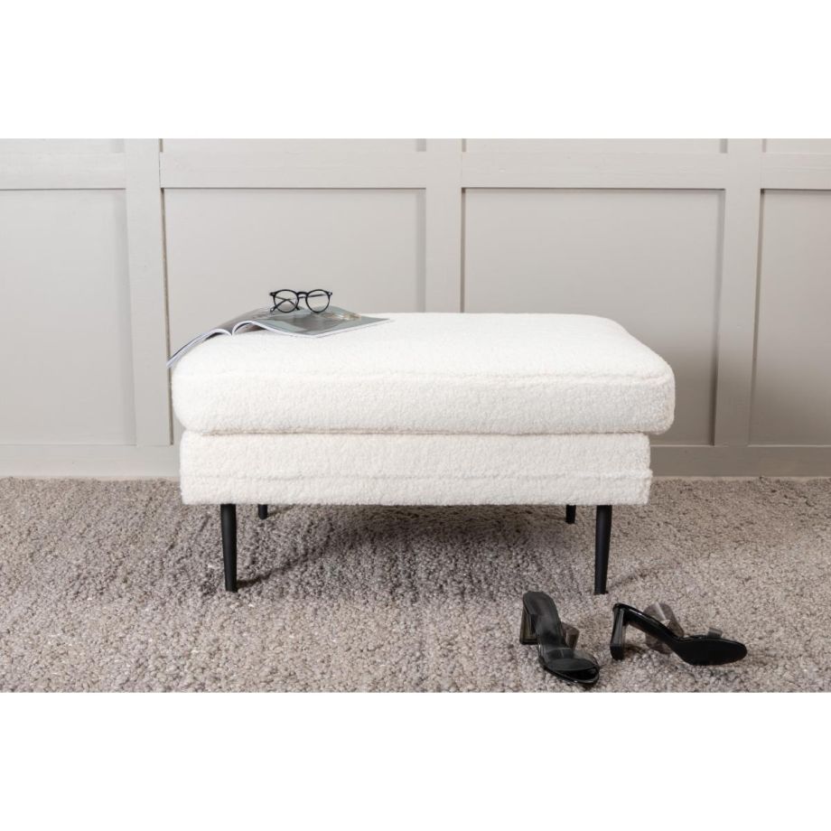 Kira hocker - teddy - wit