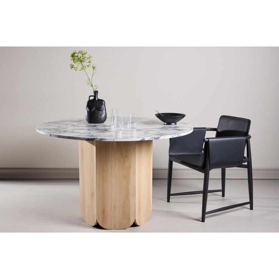 Schneider ronde eettafel - ø120 cm - marmerlook/naturel