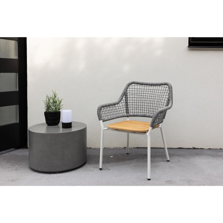 Aziz tuinstoel - teakhout - touw - grijs