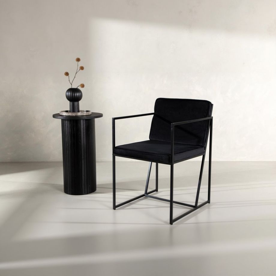 Svea Lorka eetkamerstoel - velvet - zwart