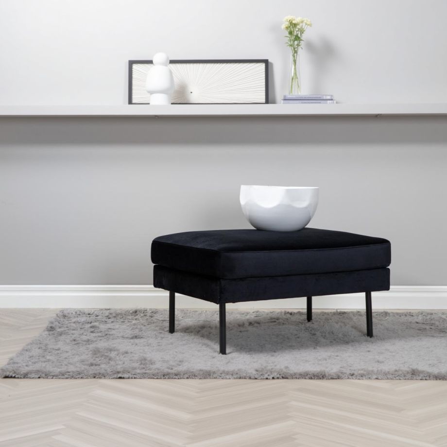 Svea Rio hocker - velvet - zwart