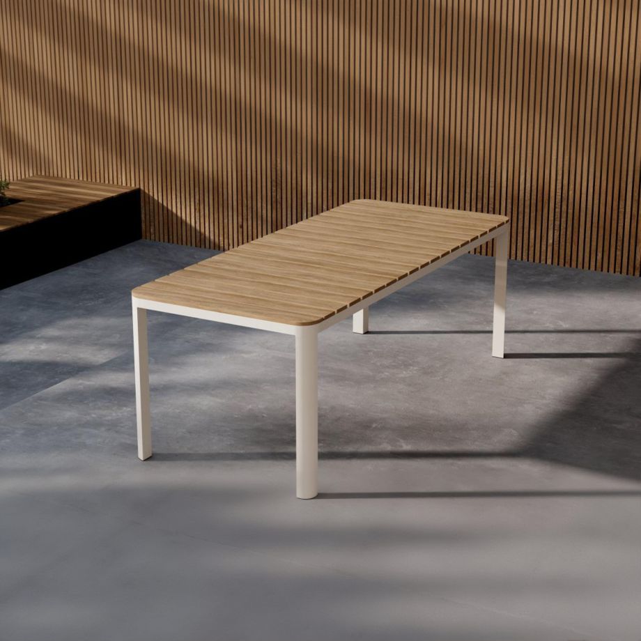 Svea Mehmet tuintafel - 210 x 90 cm - beige/houtlook