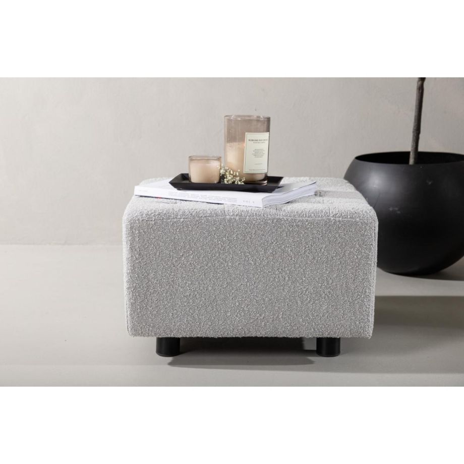 Sol hocker - boucle - lichtgrijs