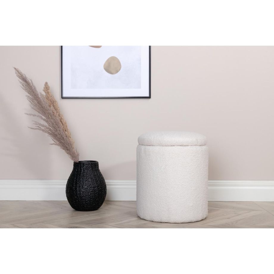 Zara poef - teddy - wit