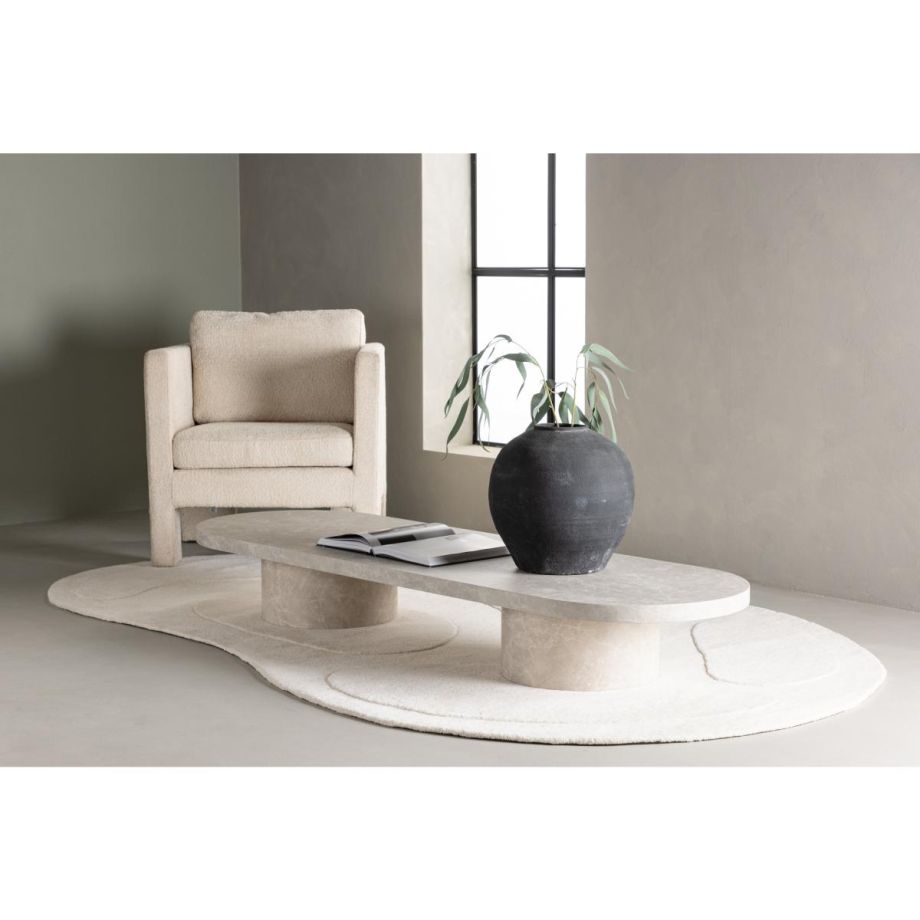 Antonio ovale salontafel - 60 x 190 cm - marmerlook