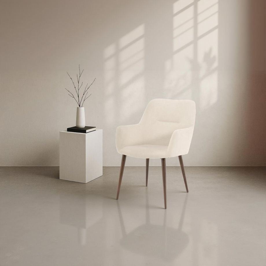 Svea Keira eetkamerstoel - linnenlook - beige