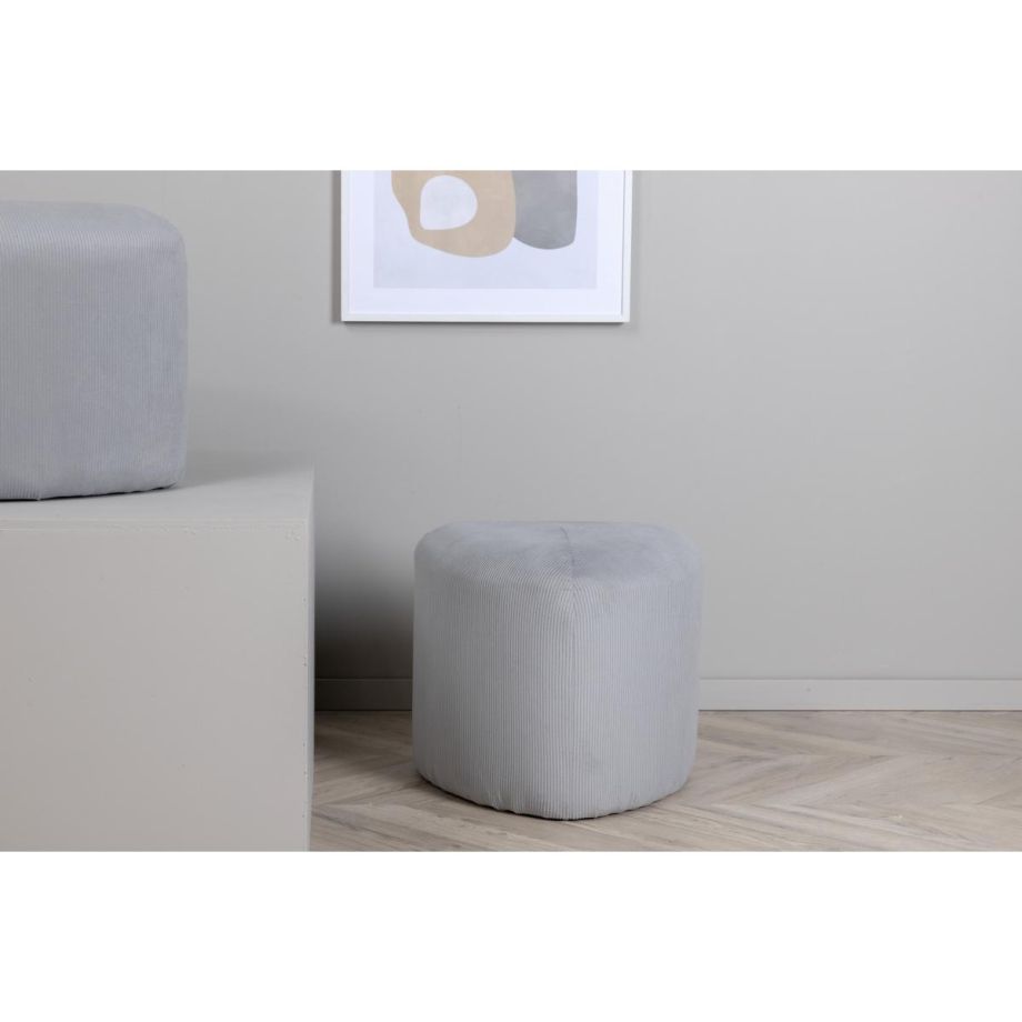 Troy poef - rib - zwart