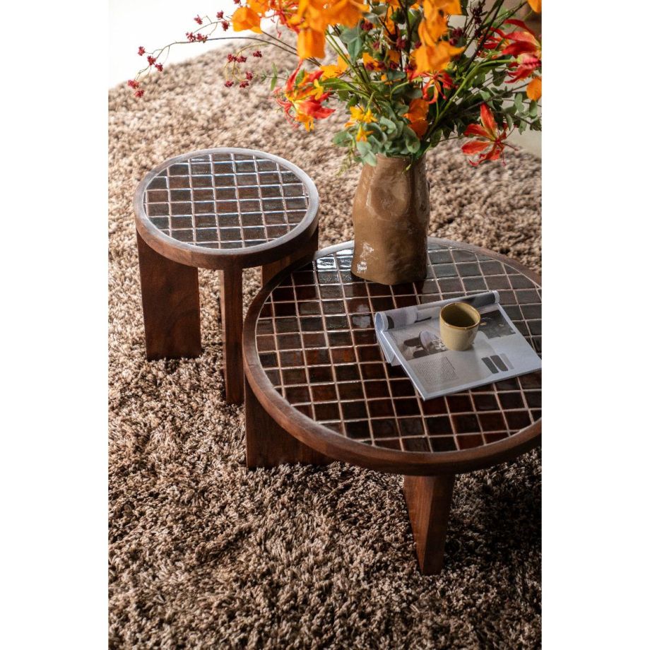 TiledUp salontafel hout/keramiek - donkerbruin