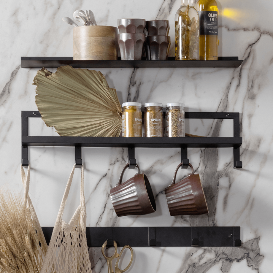 Woood Quinn kapstok 5 haken metaal zwart