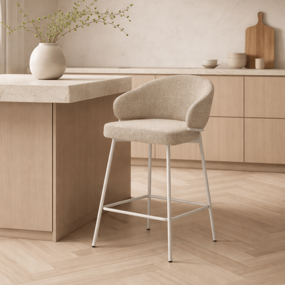 DS4U Sofia barkruk 65 cm - champagne met beige poot - OUTLET B