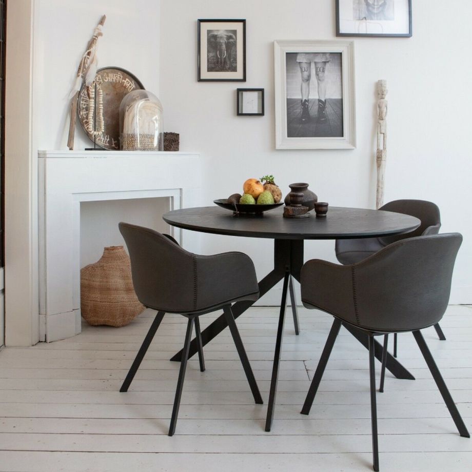 Bruno eettafel rond 120cm MDF zwart