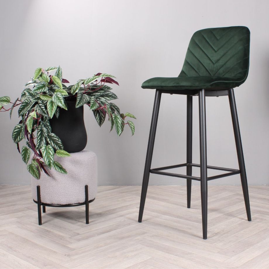 DS4U Gaby barkruk velvet 75 cm 2.0 - groen - OUTLET B