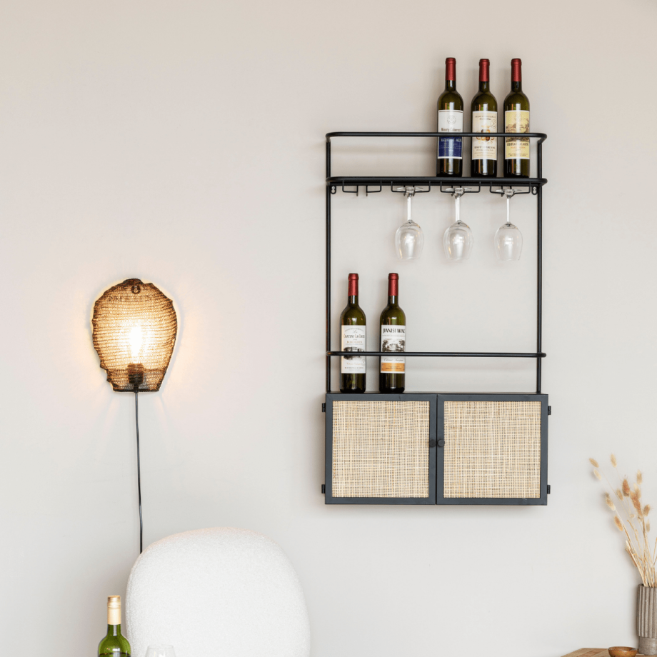 Guuji wijnrek MDF/rattan van het woonmerk Puur