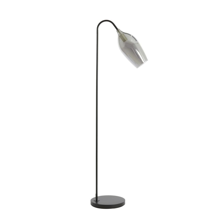 Lukaro vloerlamp 67x30,5x160 cm - glas smoke/mat zwart