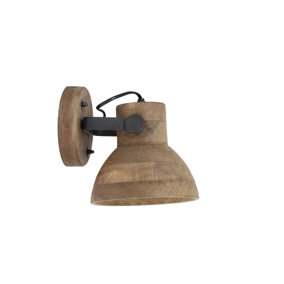 Ilanio wandlamp 21x17x19 cm - hout bruin/mat zwart