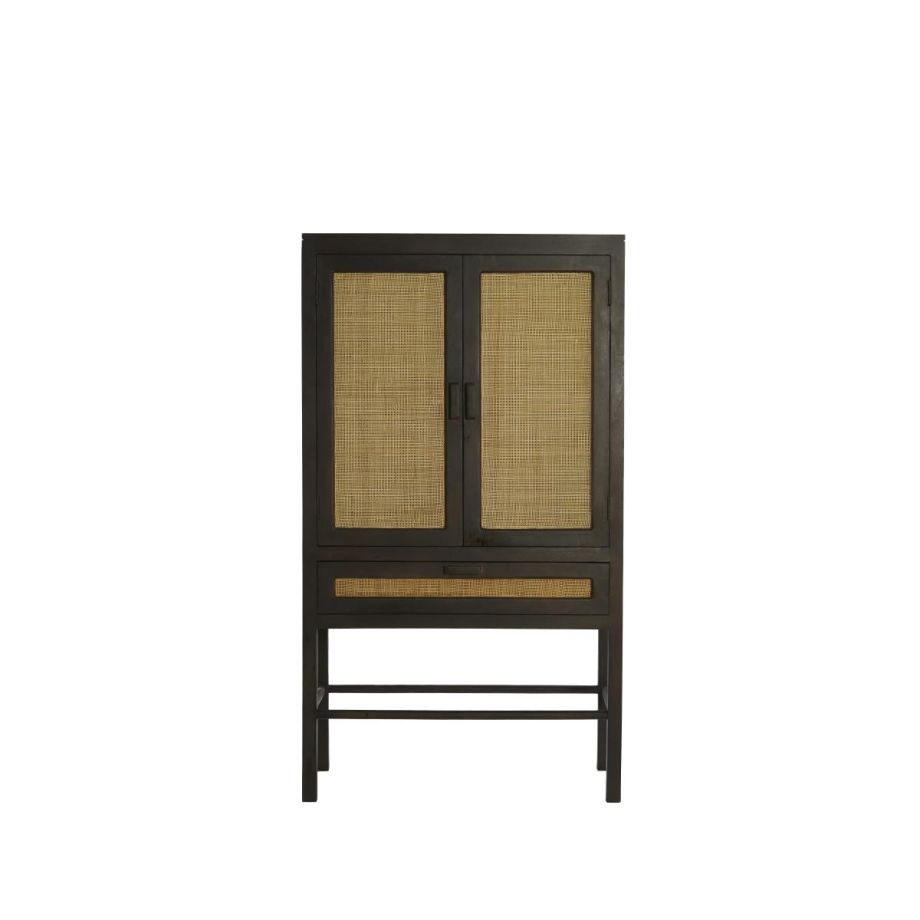 Nipos kast met lade 90x45x160 cm - mangohout donkerbruin