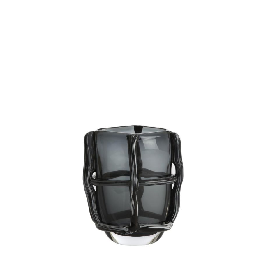 Ashoro vaas 19x14x22 cm - glas grijs