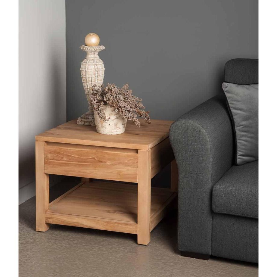 Tower Living Corona bijzettafel vierkant - 60 cm - bruin