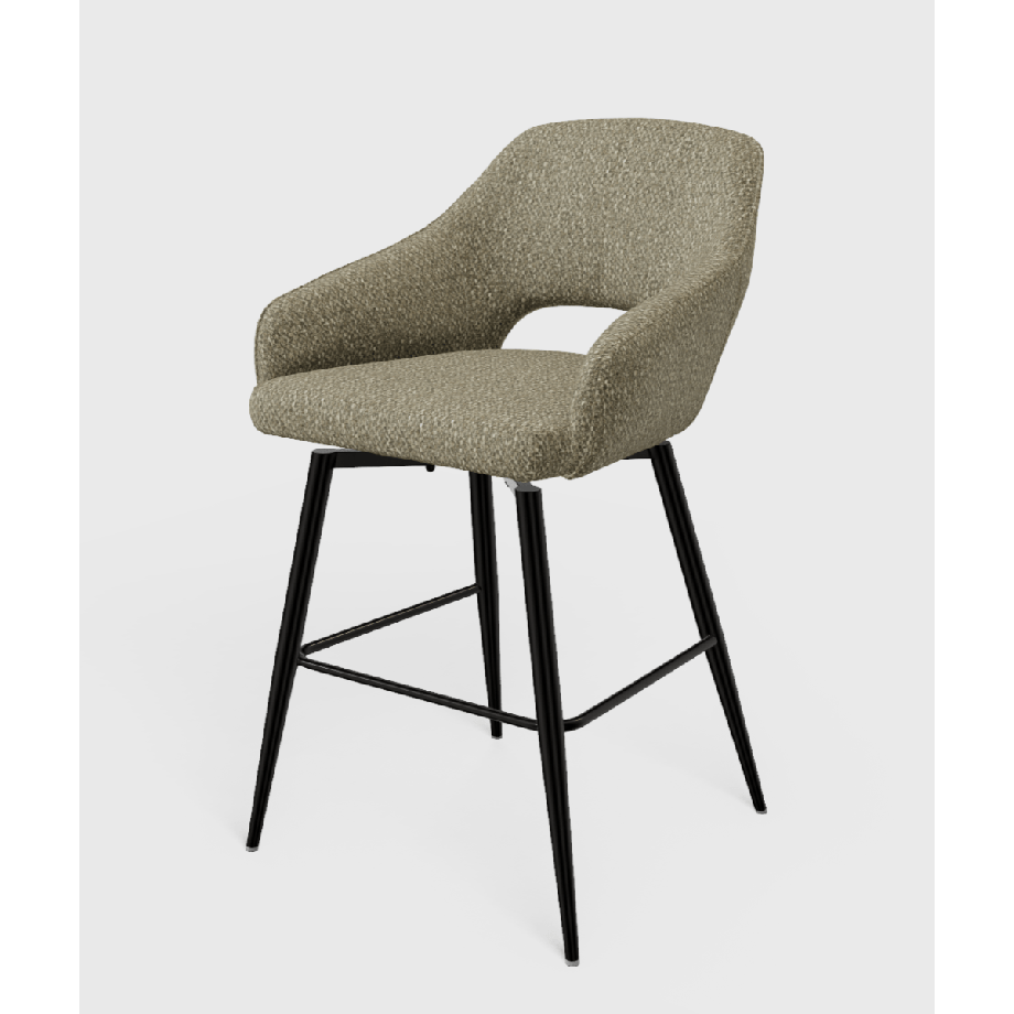 Paris barstoel 65 cm draaibaar - Be Real light grey 120 - zwart onderstel