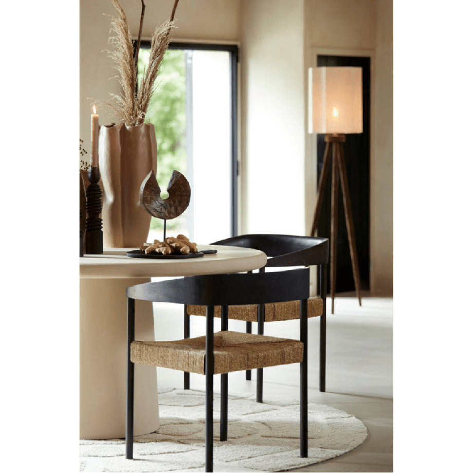 Light & Living Delmar fauteuil - hout donker bruin + zeegras