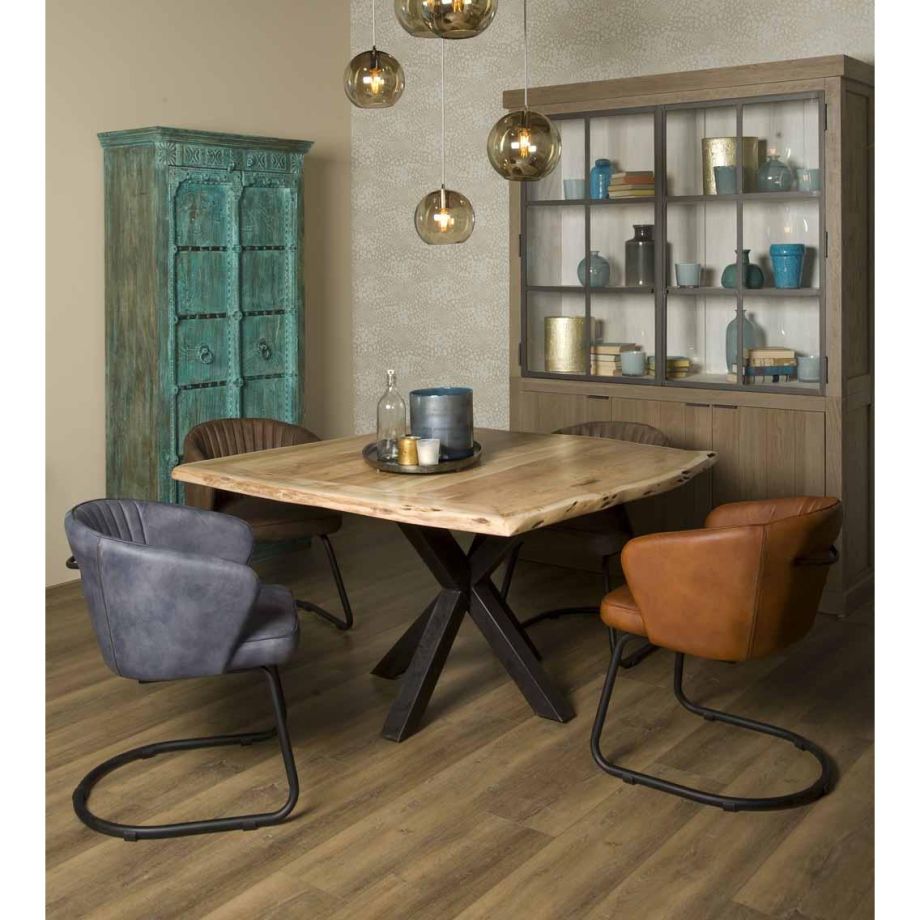 Tower Living Soria eettafel vierkant - 130 cm - bruin