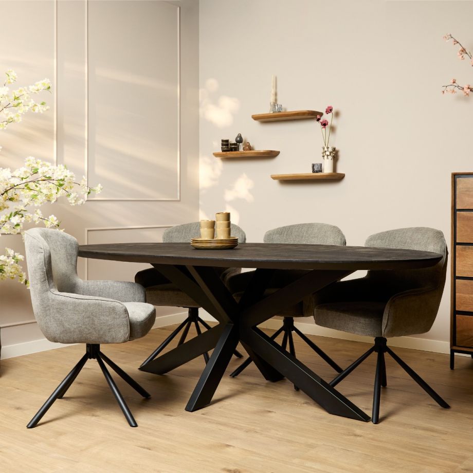 Eettafel Brandy ovaal 210 cm - zwart