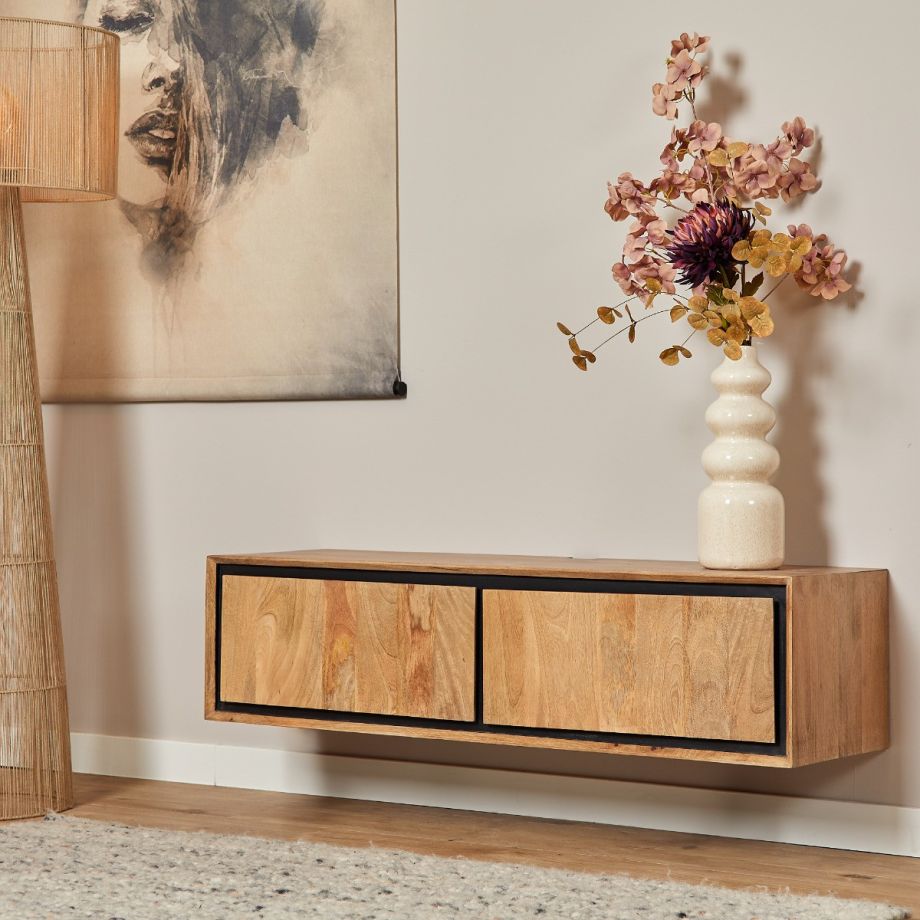 Zwevend tv-meubel RichWood 120 cm - naturel