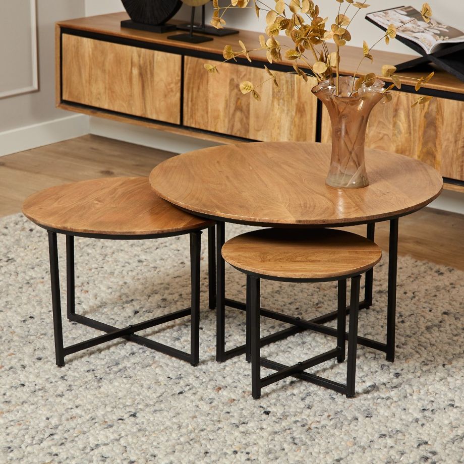 Starfurn Salontafel RichWood set van 3 - naturel