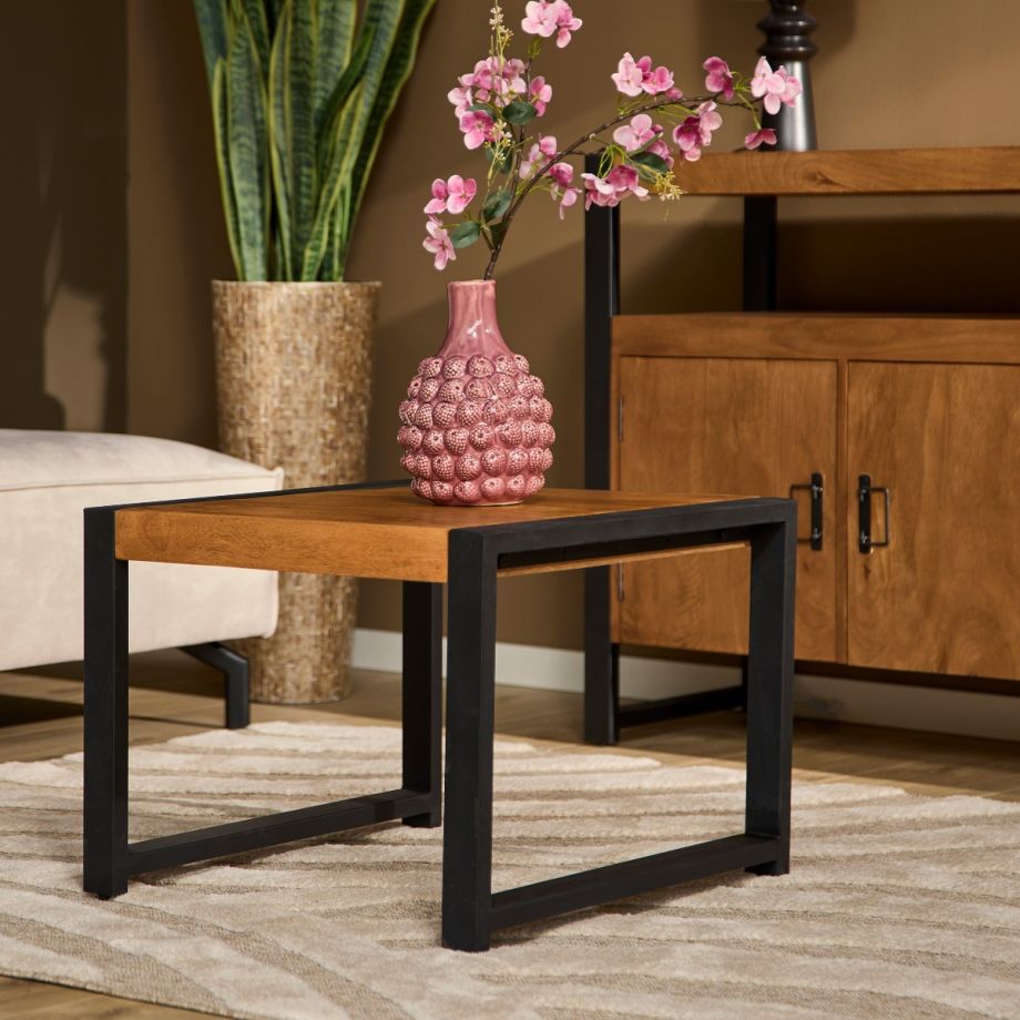 Vierkante bijzettafel Boaz - 60 cm - naturel