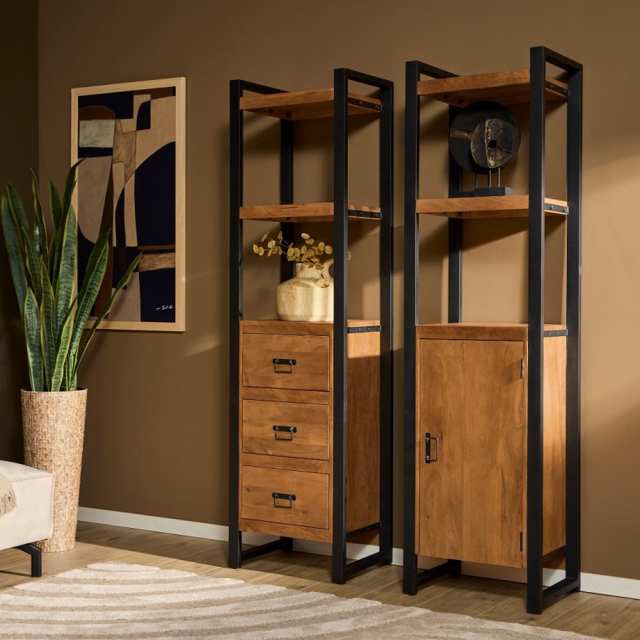 Boekenkast Boaz met 1 deur - 55 cm - naturel