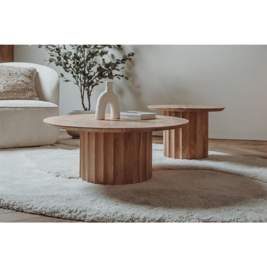 Crotone salontafel set - ø90 / ø60 cm - naturel