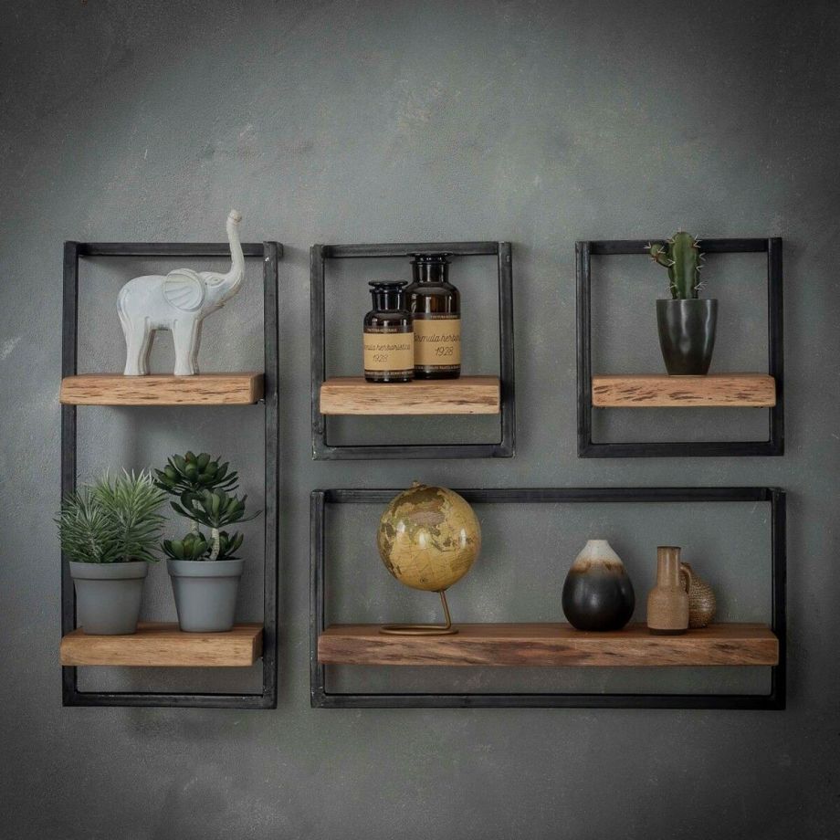 Woody metaal wandplank bundel set van vier 100 cm
