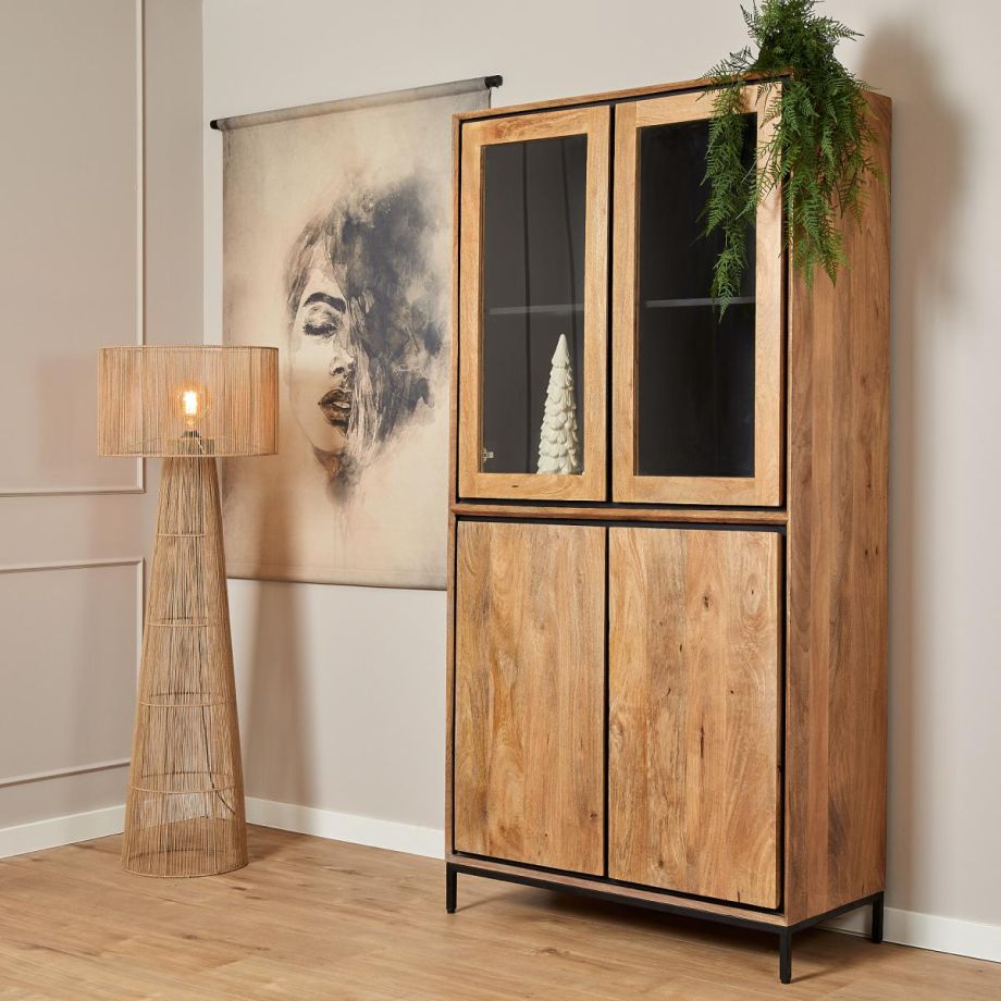 Richwood vitrinekast - mangohout - 100 cm